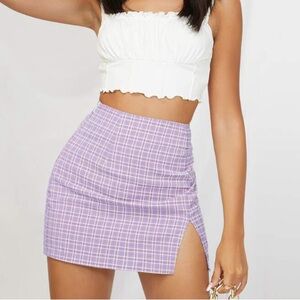 Lavender plaid mini skirt